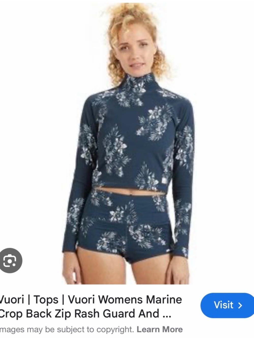 Vuori Marine Crop Top + Seascape Shortie Bikini Set w/ Bonus Prana top– Size S